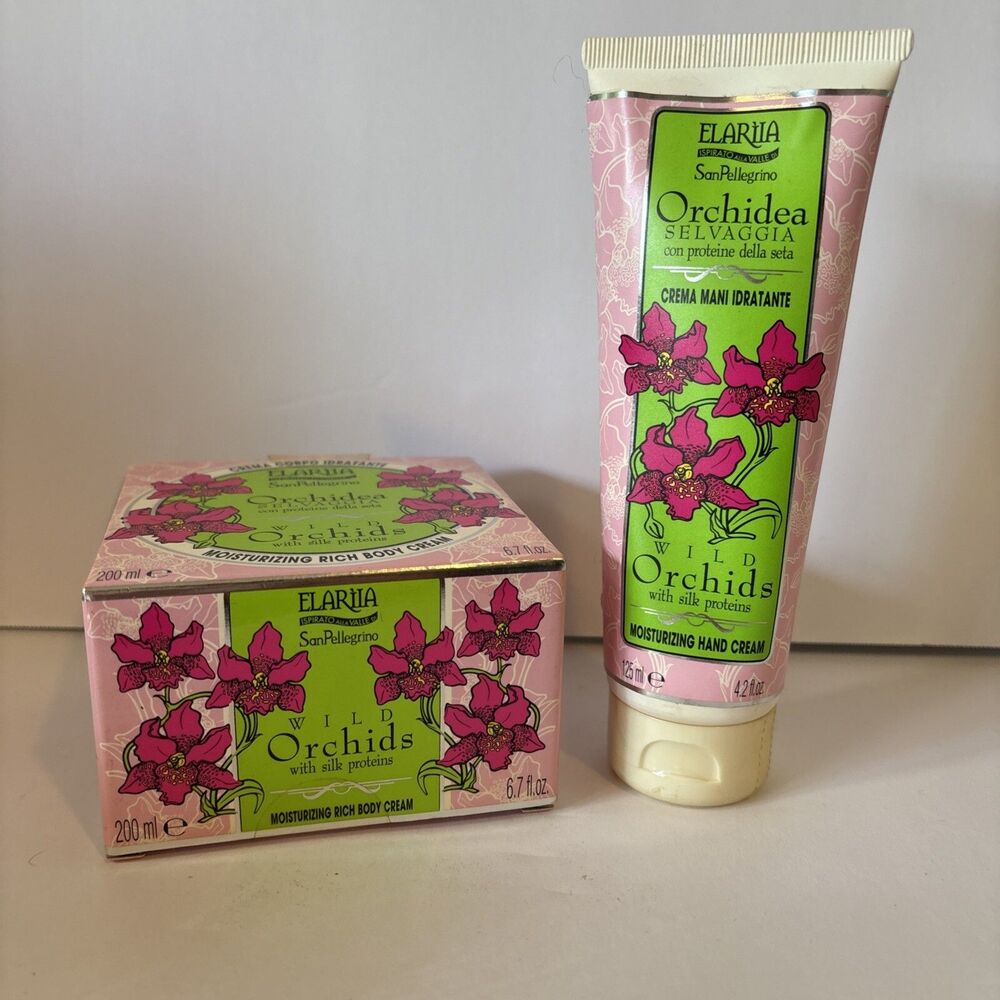 Perlier Wild Orchids with Silk Proteins Rich Body Cream 6.7oz + Hand Cream 4.2oz